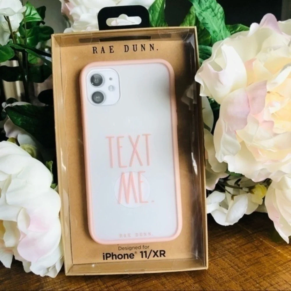 Rae Dunn “Text Me” iPhone 11 / XR Case Pink White NWT
